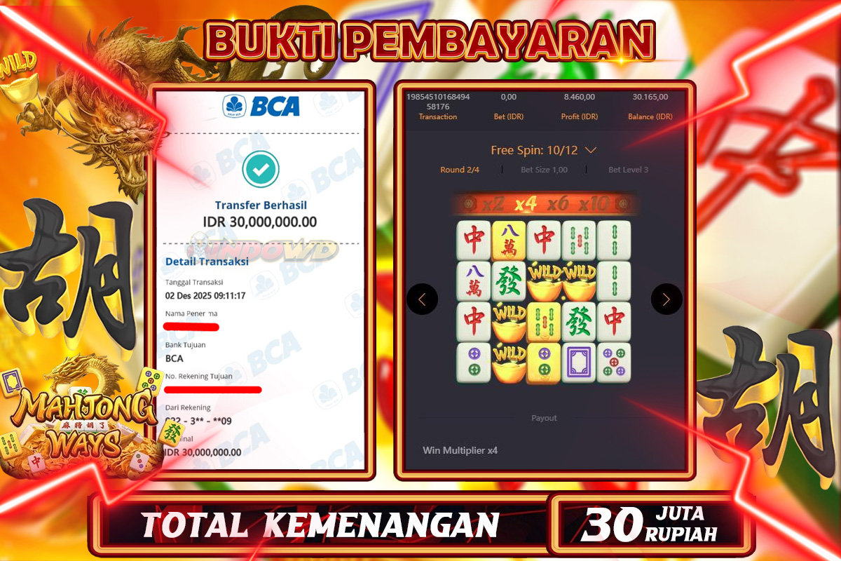INDOWD JACKPOT SLOT MAHJONG WAYS 1 Rp30.000.000,- LUNAS