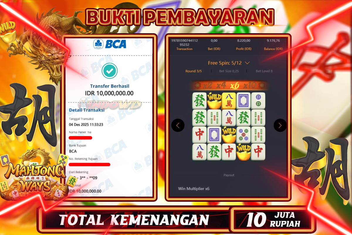 INDOWD JACKPOT SLOT MAHJONG WAYS 1 Rp10.000.000,- LUNAS