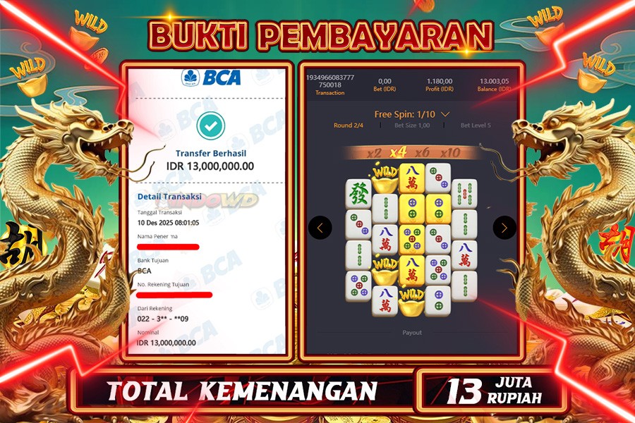 INDOWD JACKPOT SLOT MAHJONG WAYS 2 Rp 13.000.000,- LUNAS