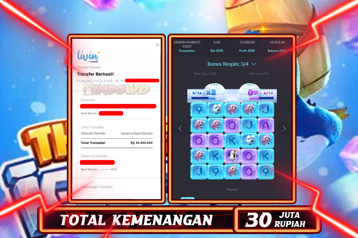 INDOWD JACKPOT SLOT THE GREAT ICESCAPE Rp 30.000.000,- LUNAS