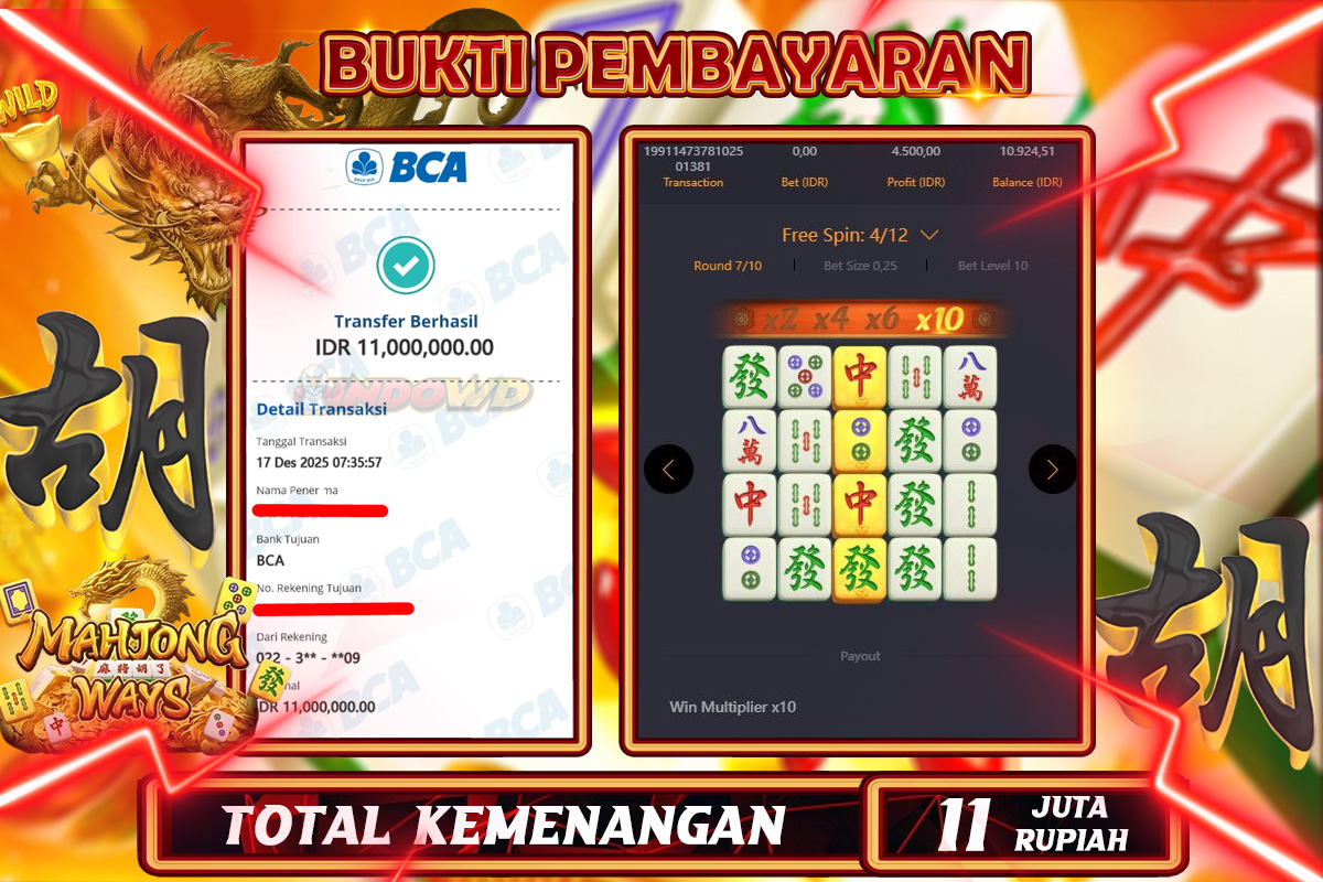 INDOWD JACKPOT SLOT MAHJONG WAYS 1  Rp 11.000.000,- LUNAS