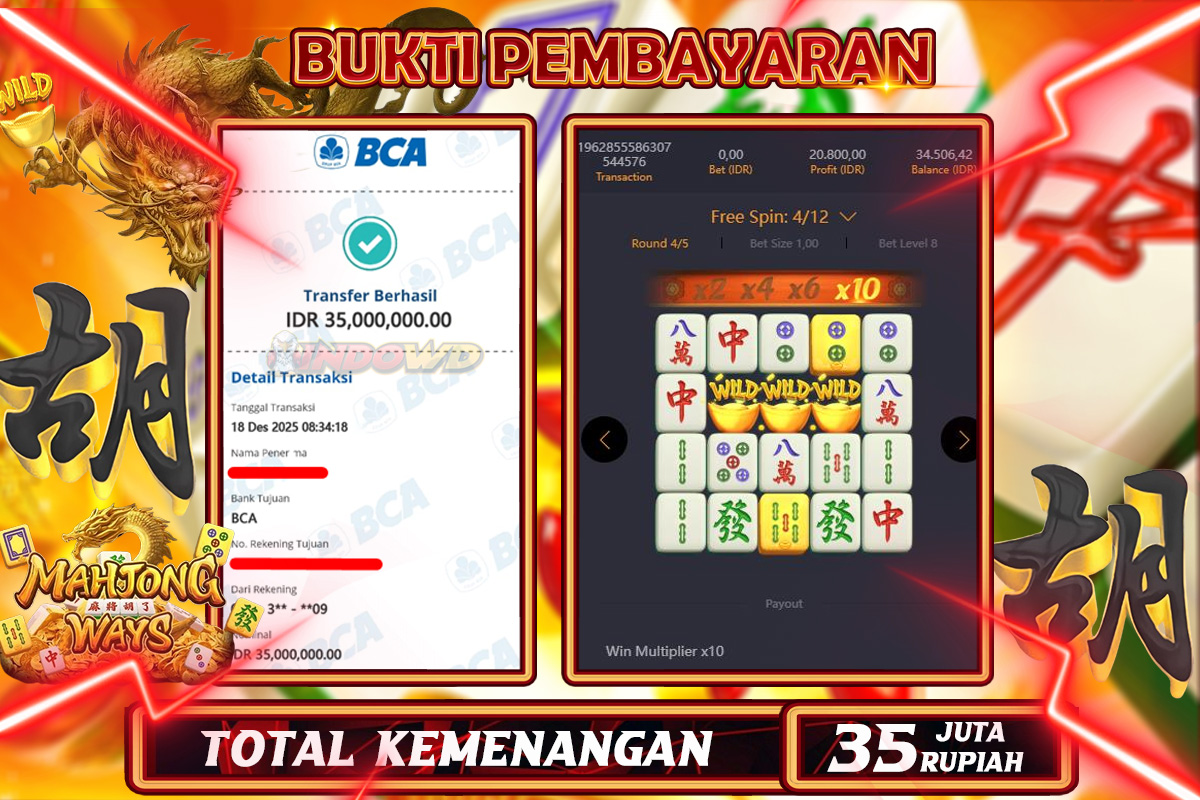 INDOWD JACKPOT SLOT MAHJONG WAYS 1 Rp 35.000.000,- LUNAS